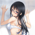 half-closed eyes, hands on wall, white lingerie, ass focus-01 5枚目