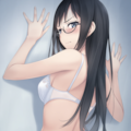 half-closed eyes, hands on wall, white lingerie, ass focus-01 6枚目