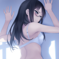 half-closed eyes, hands on wall, white lingerie, ass focus-01 2枚目