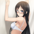 half-closed eyes, hands on wall, white lingerie, ass focus-01 7枚目