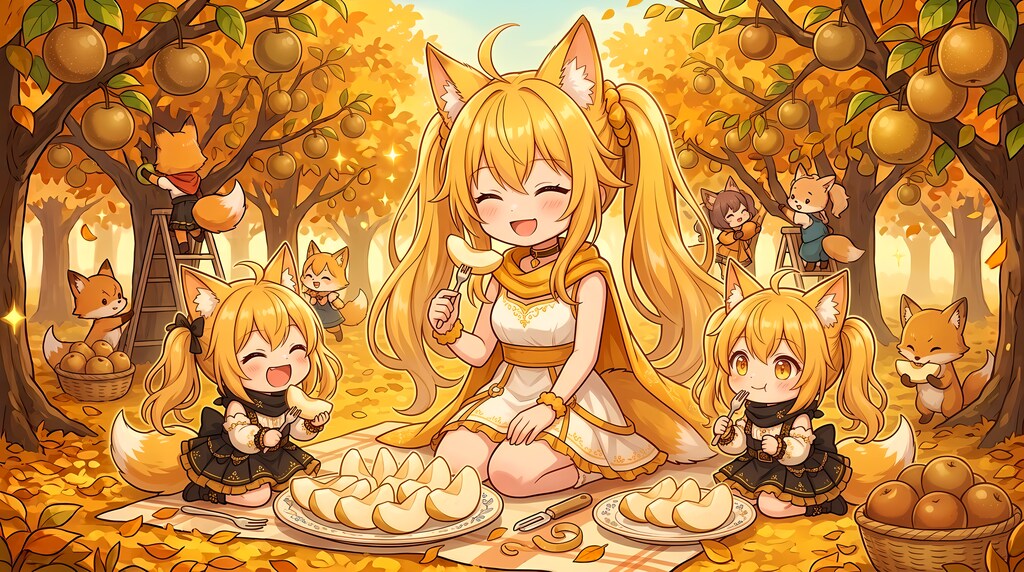 キツネ達と秋の遠足｜梨実食（88/100）