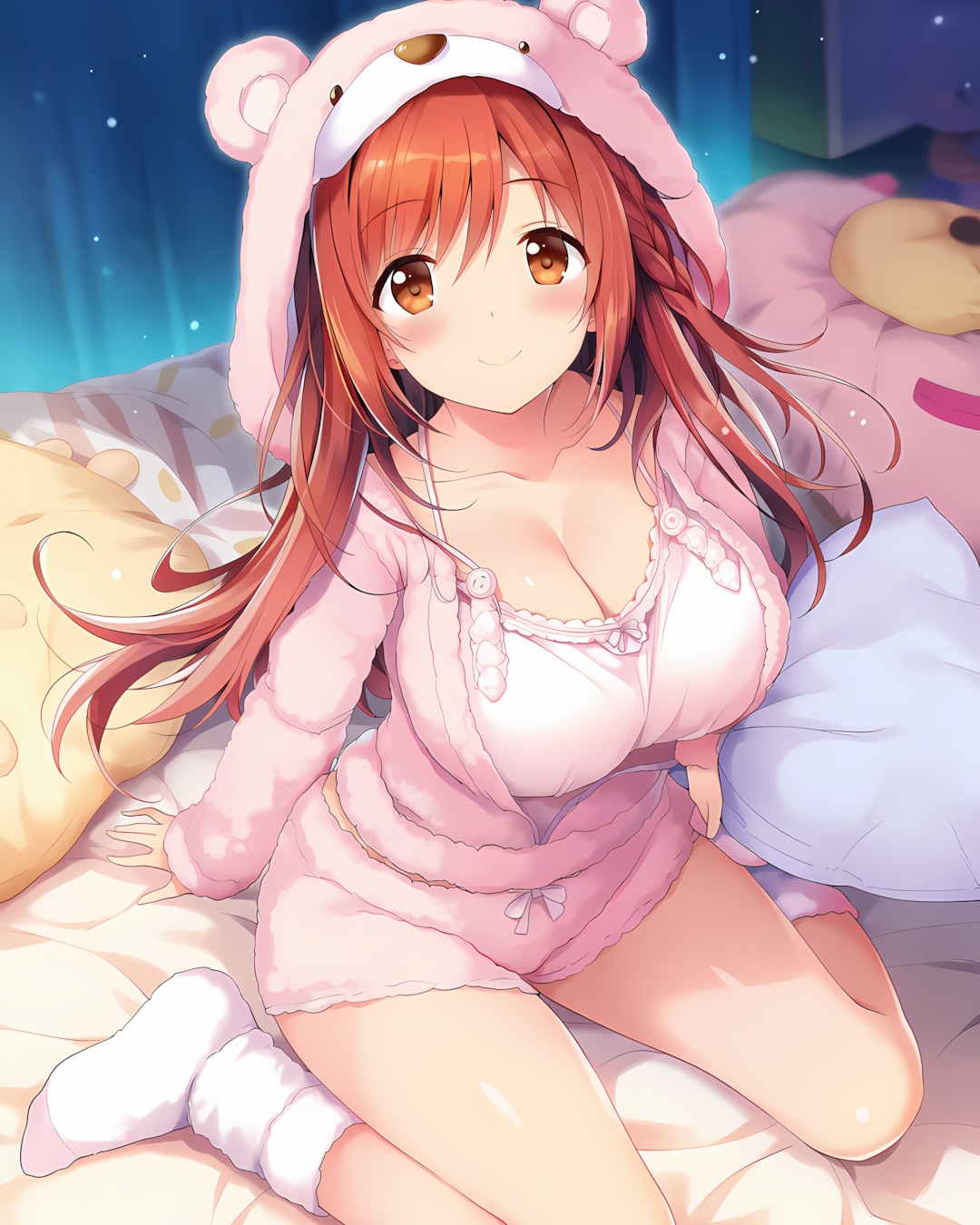 🧸クマ耳もこもこパーカー✨ノノカちゃんのおやすみ | の人気AIイラスト・グラビア