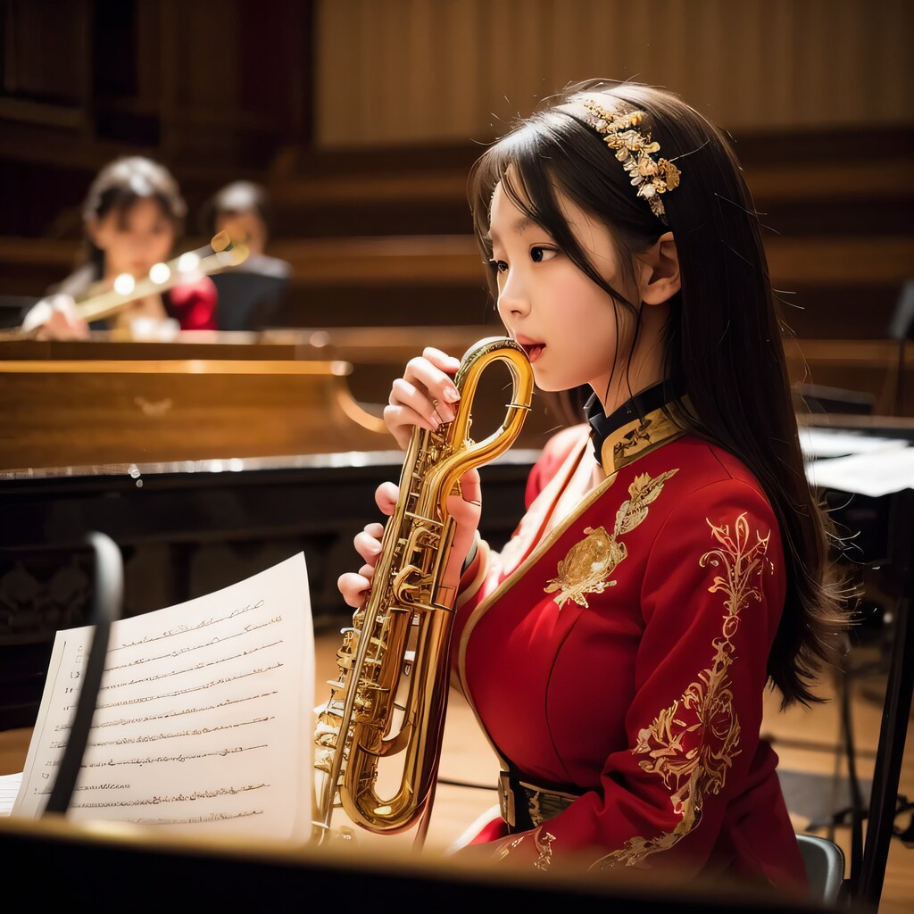 黒髪ロングでブラスバンドの美女４１