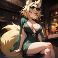 グラサンとドレスでバーに訪れるなんかハイソな感じの化け狐 2枚目