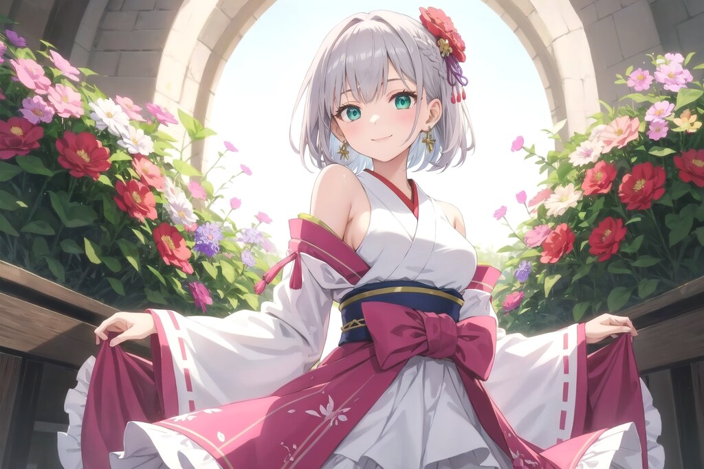 銀髪ボブでドレスの少女２