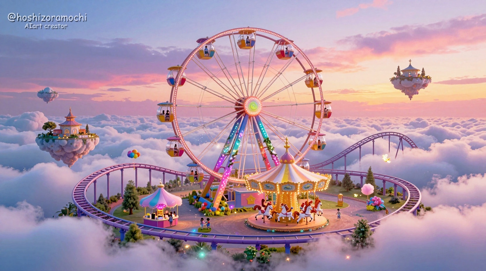 雲の上の夢色遊園地 🎡 | の人気AIイラスト・グラビア