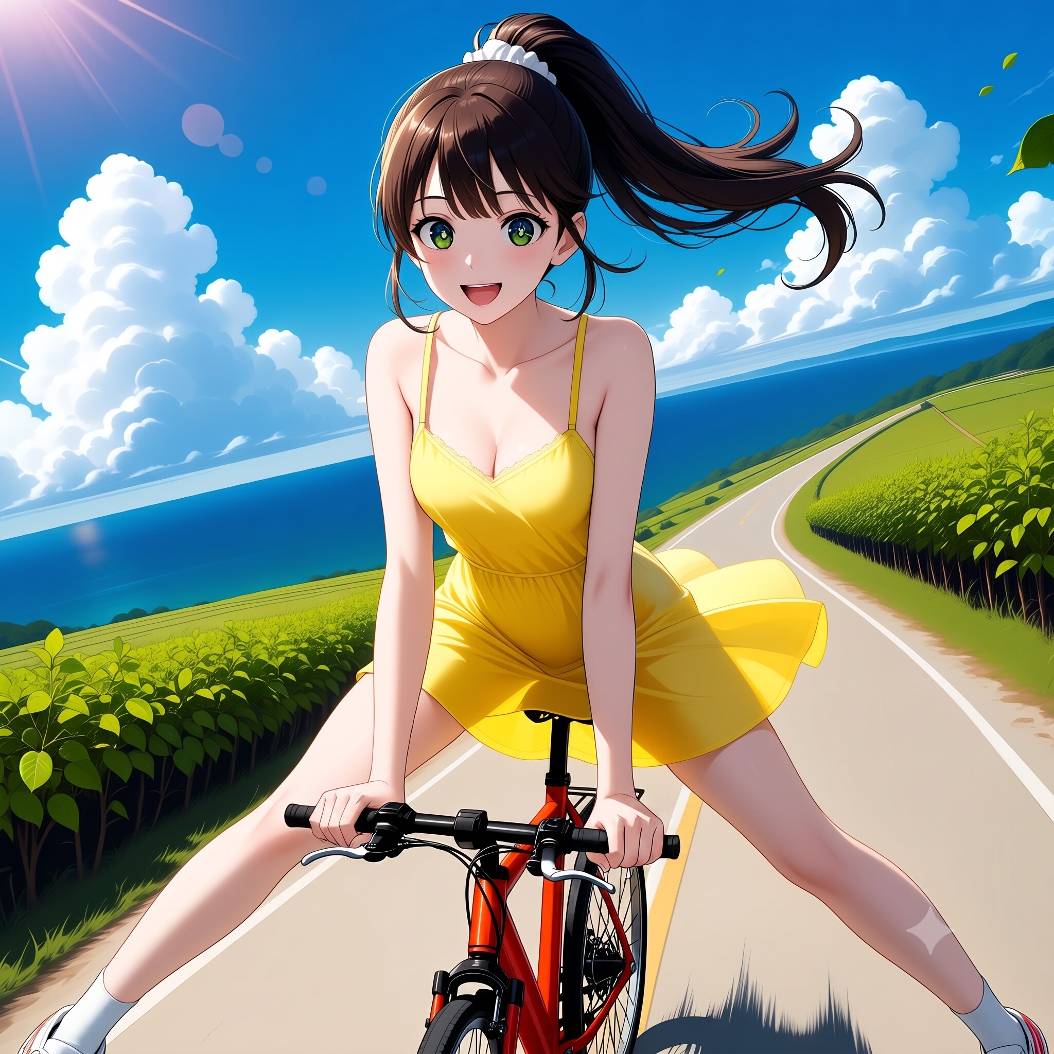 夏空シュガーロード疾走(モデル：あかり、黄色ワンピースバージョン)