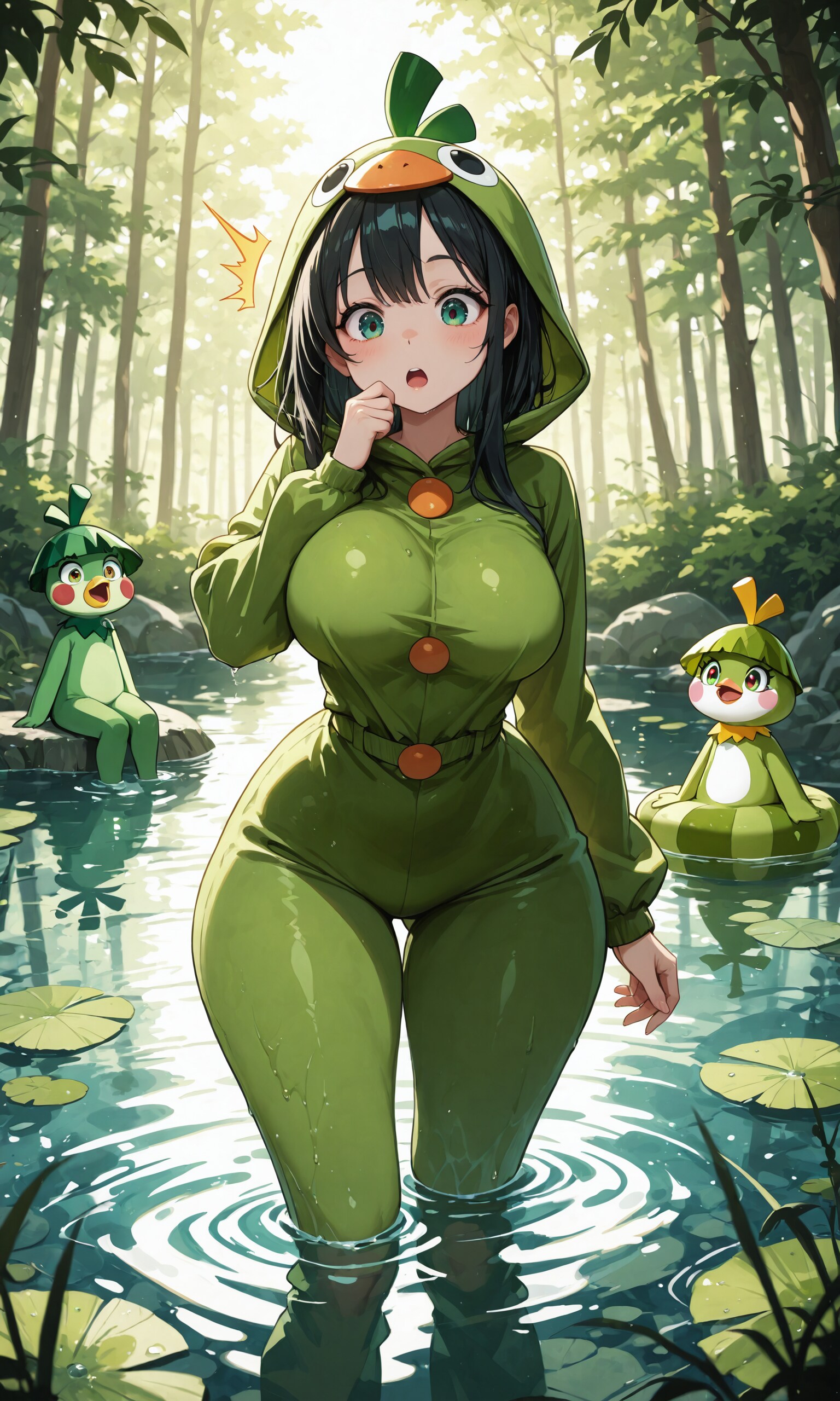 【#緑】かっぱの着ぐるみを着たお姉さん