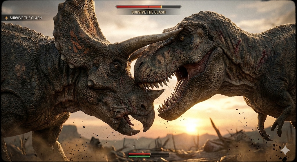 懐かしの恐竜格闘ゲーム！「ダ〇ノレックス」が続いていたら？こんな感じのグラになったのかな？？（仮定、勝手に妄想💦））