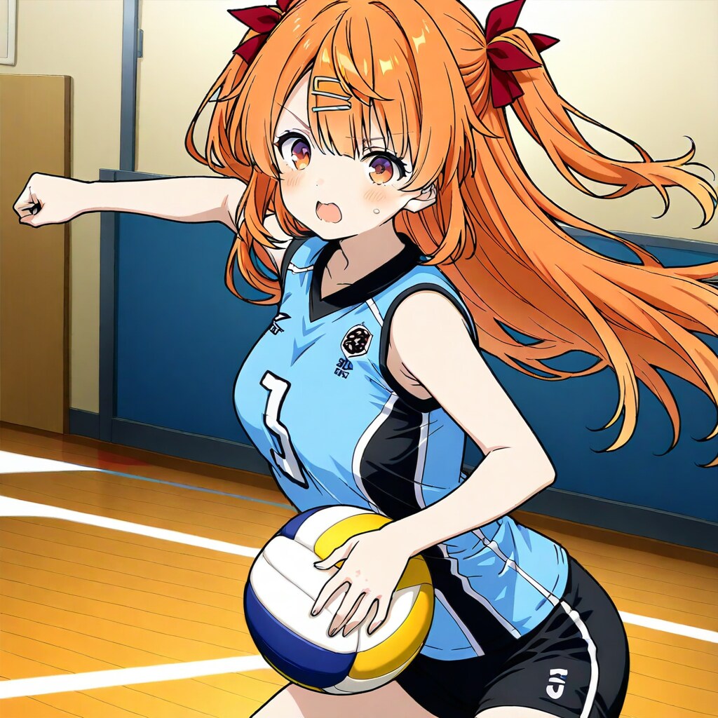 バレーボールをするゆりか