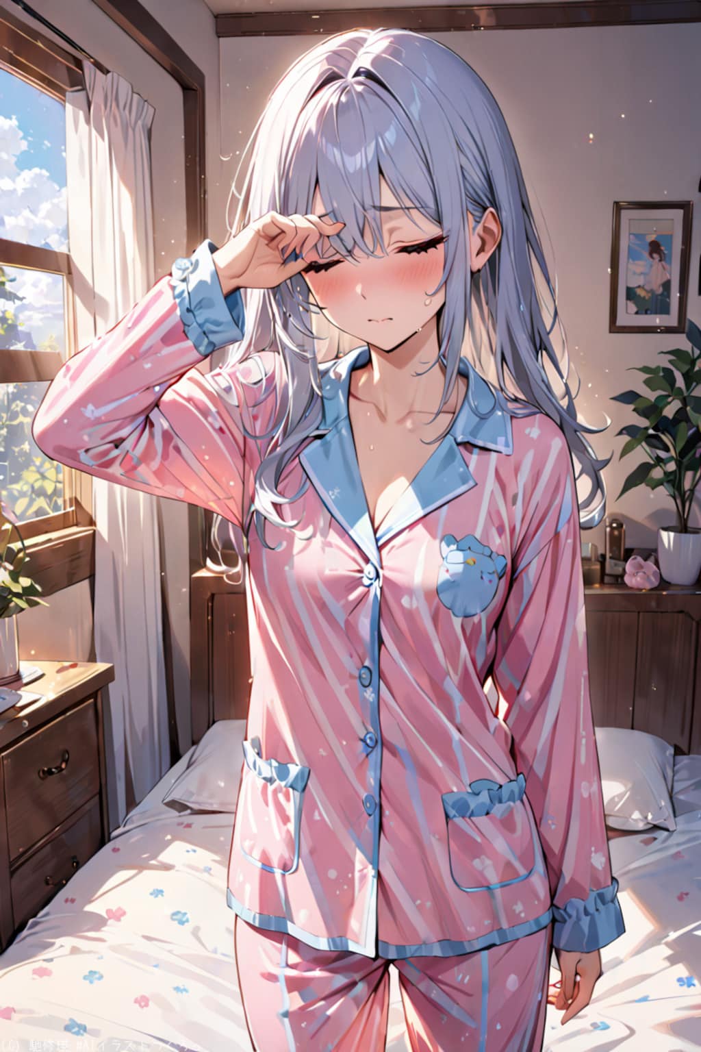 寝起き直後の美少女