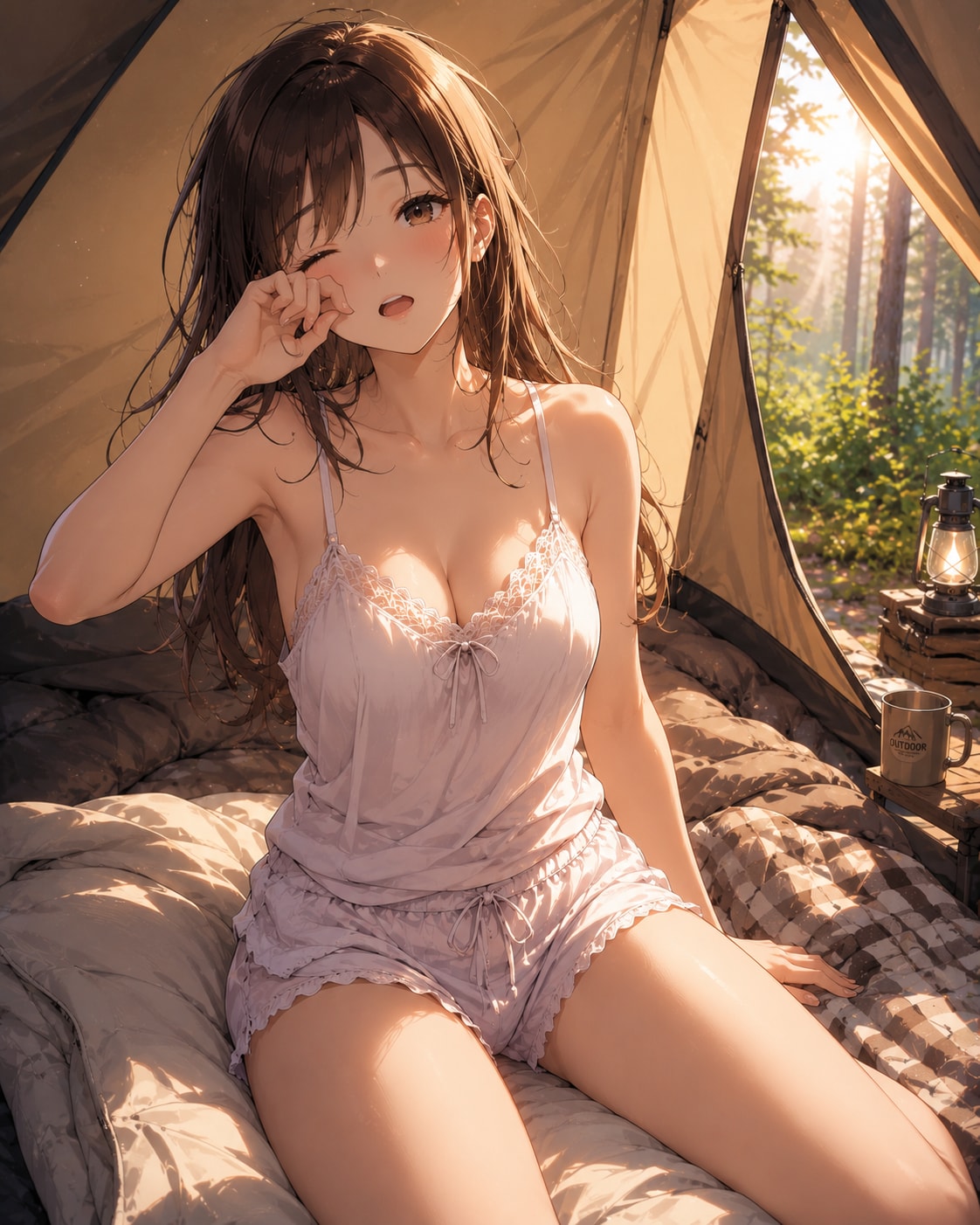 寝起き（テントでキャンプ）