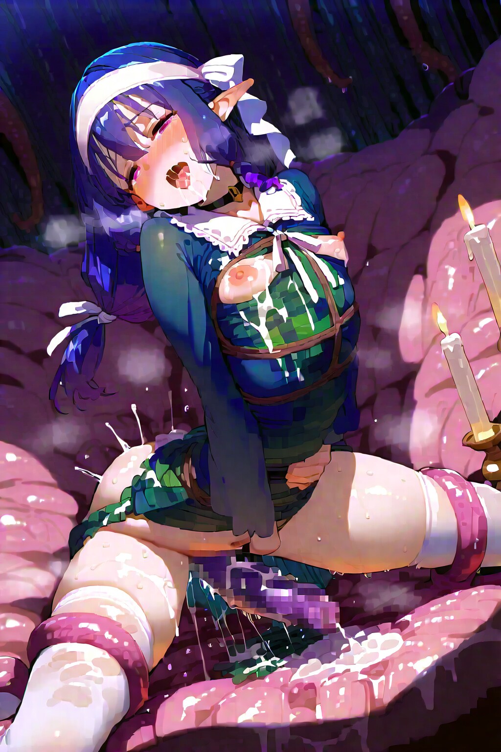 絶望的な恥じらいに身を震わせるエルフ少女