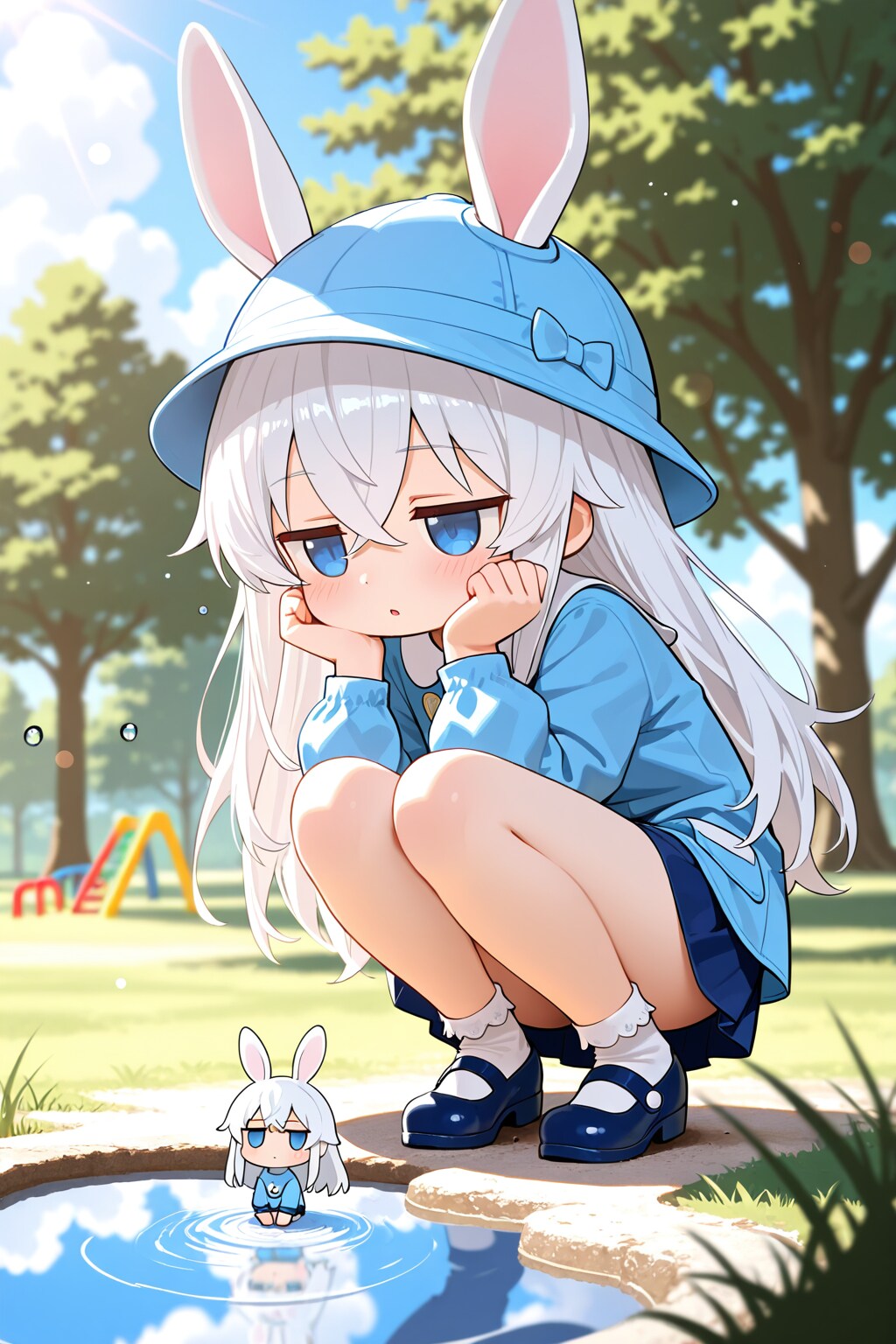 水溜まりを眺める | の人気AIイラスト・グラビア