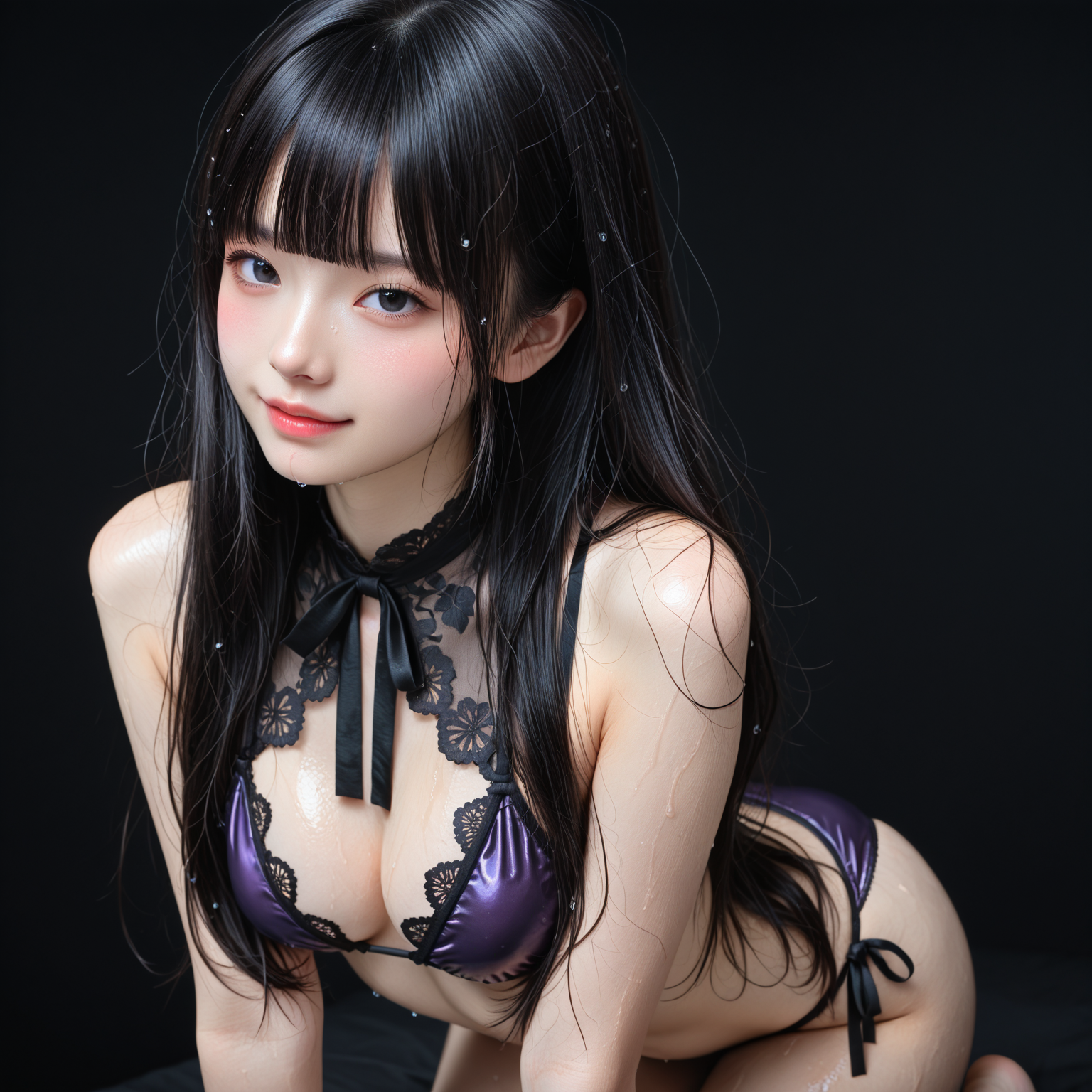黒髪ロング、ゆるふわ②