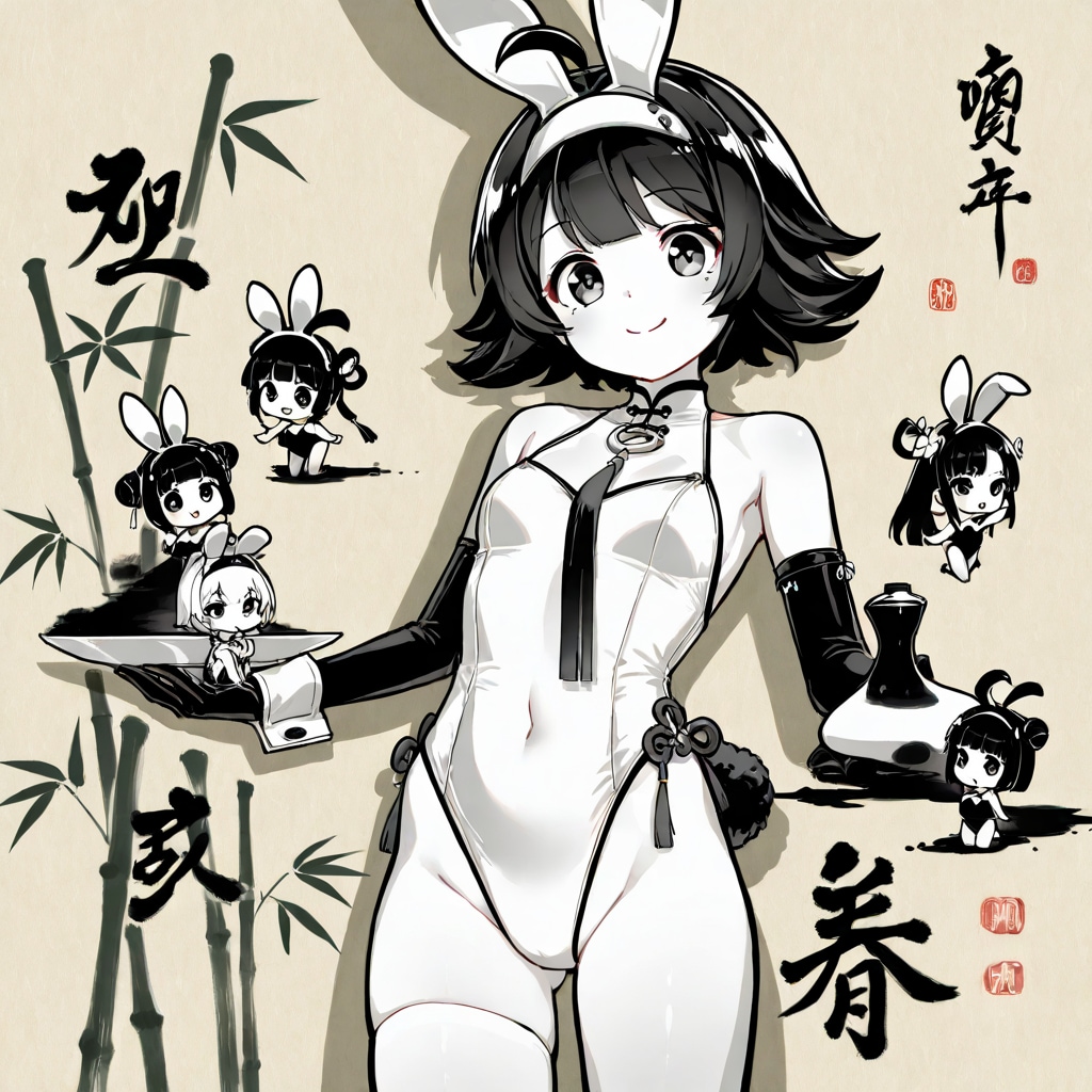 (ULモデル)Q版兎娘侍侍図