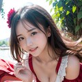 赤いドレスの女性 6枚目
