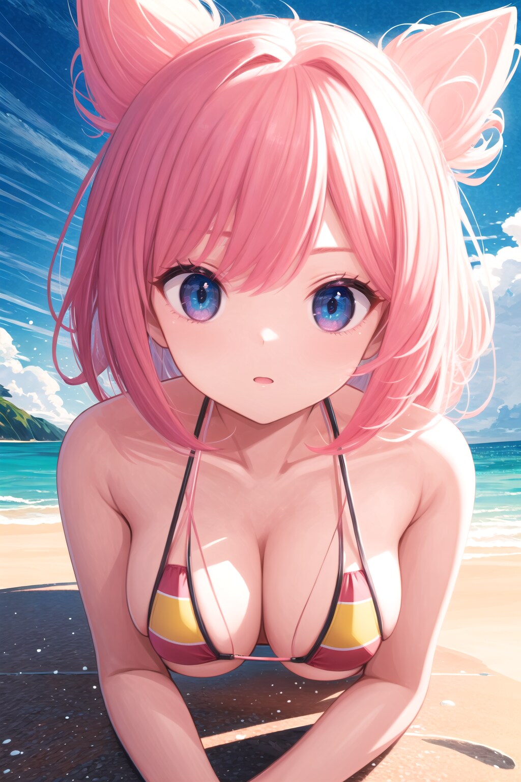 ピンク髪のケモミミ少女
