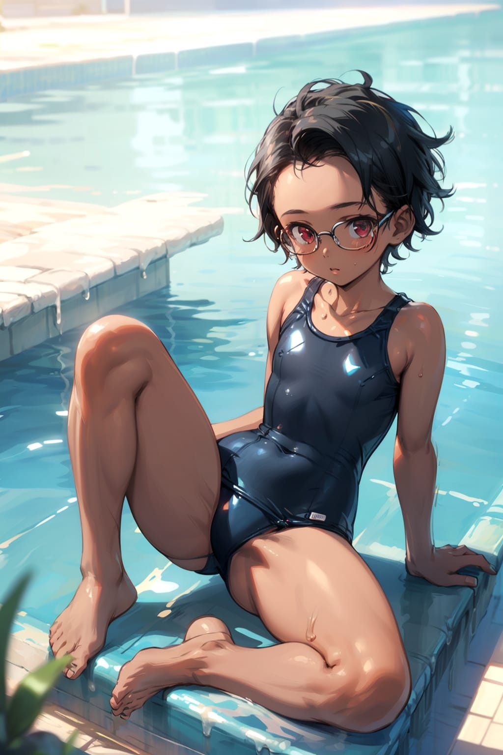 スク水の眼鏡っ娘