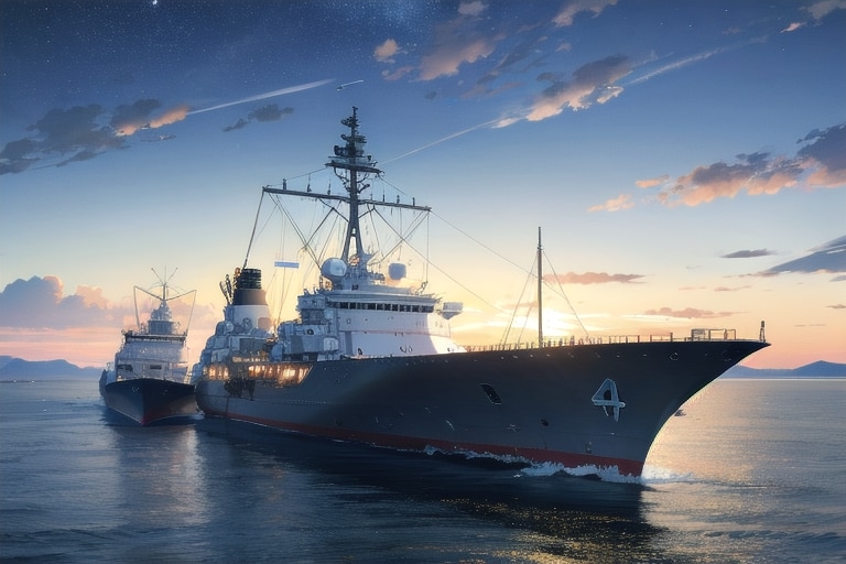 軍艦と夜空 | の人気AIイラスト・グラビア