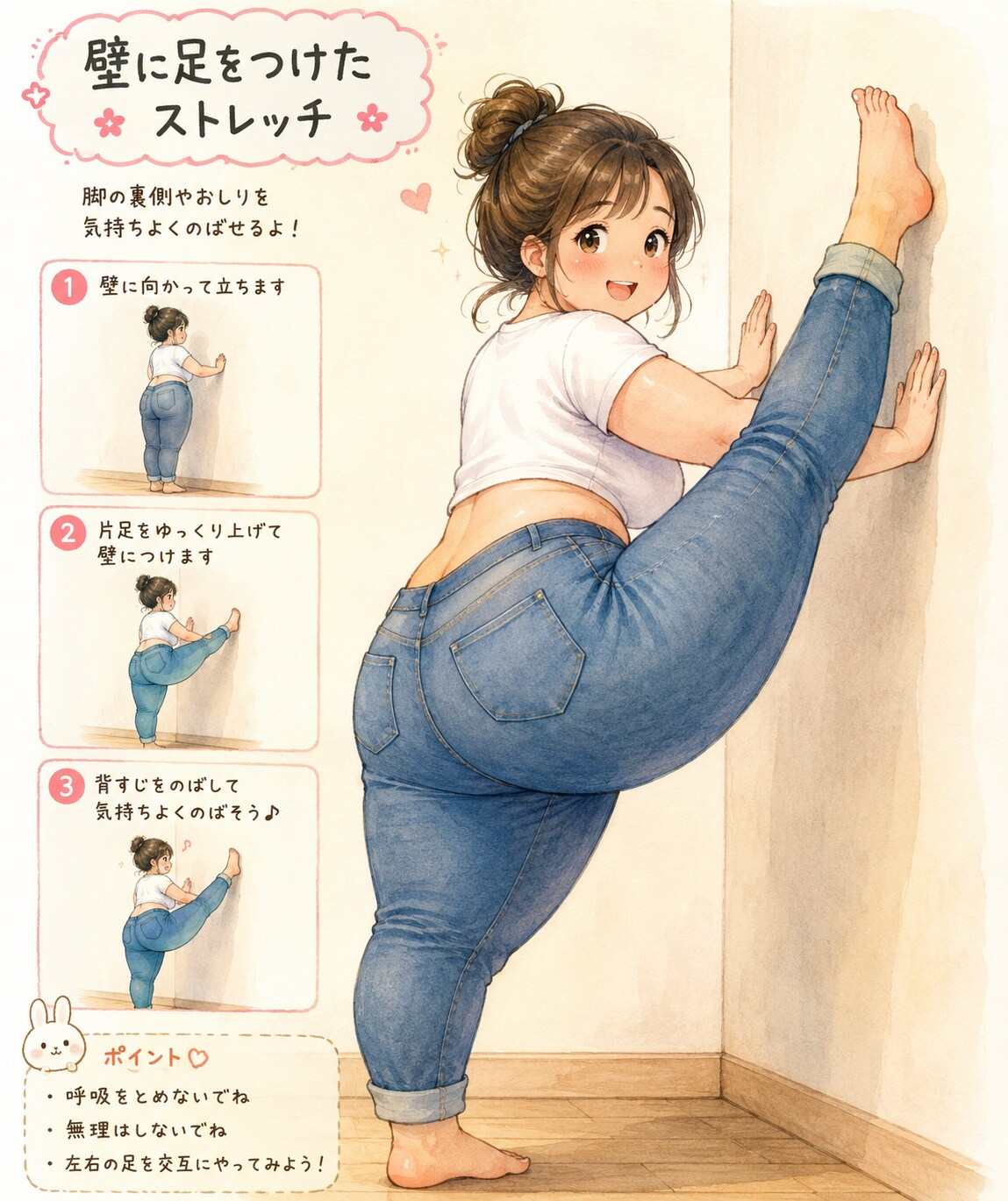 ストレッチとかするジーンズのおねえさん