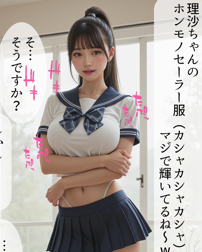 マイクロミニスカセーラー服で撮られた理沙