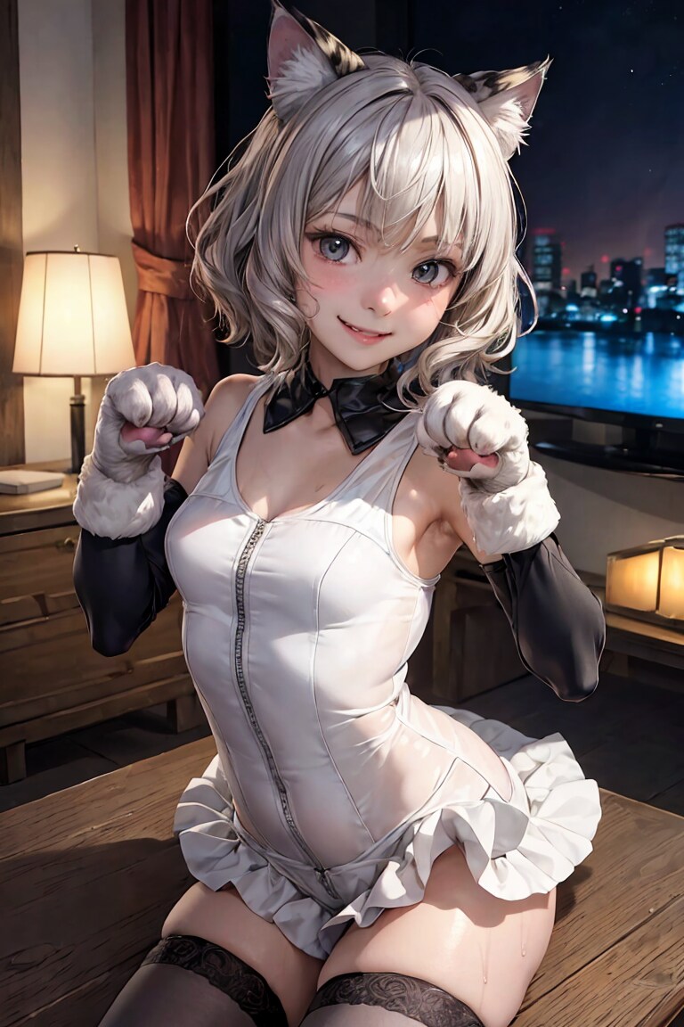 夜の白猫