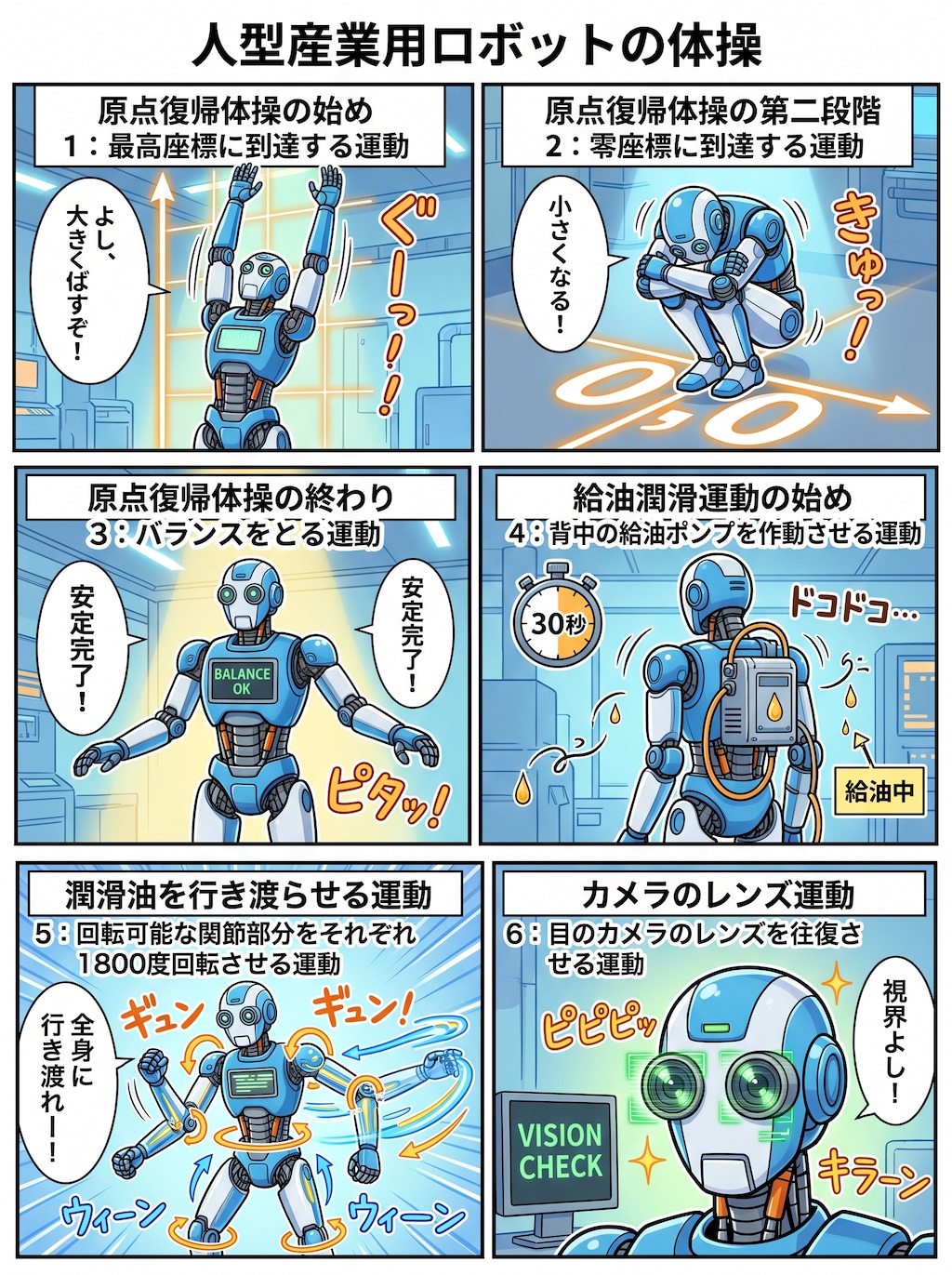産業用ロボット起動時の準備体操