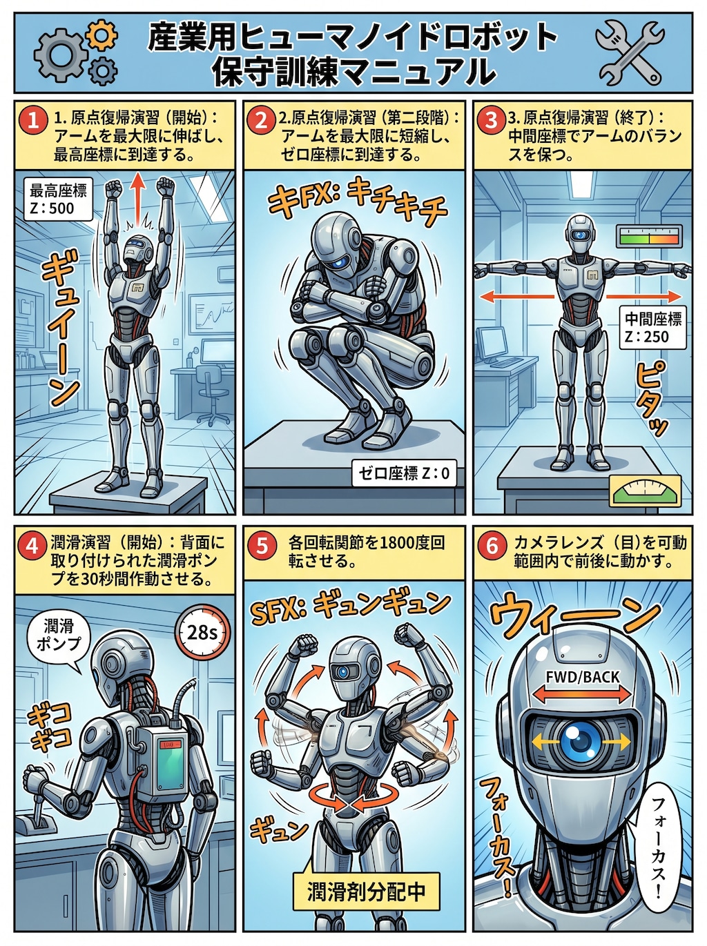 産業用ロボット起動時の準備体操