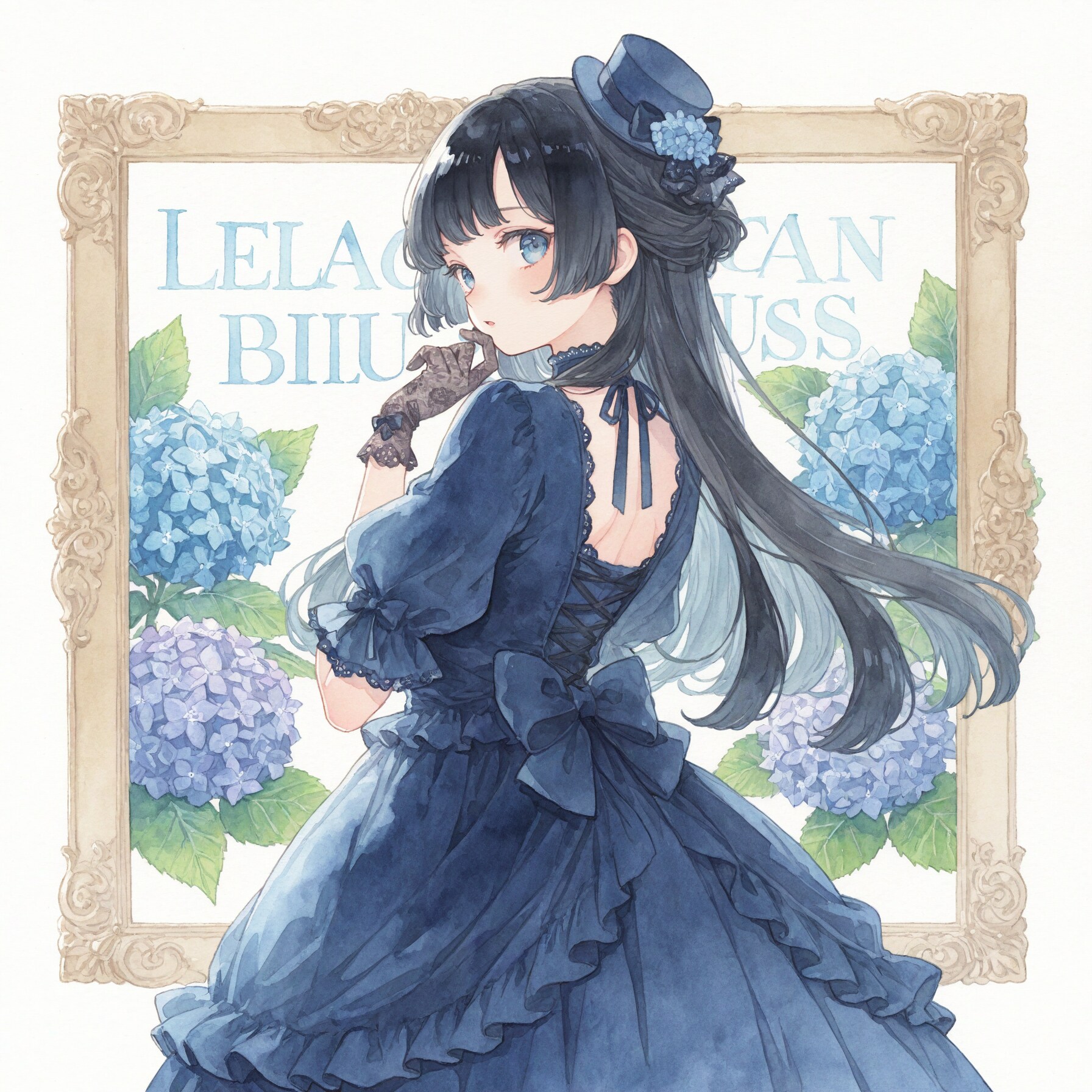 紫陽花と少女
