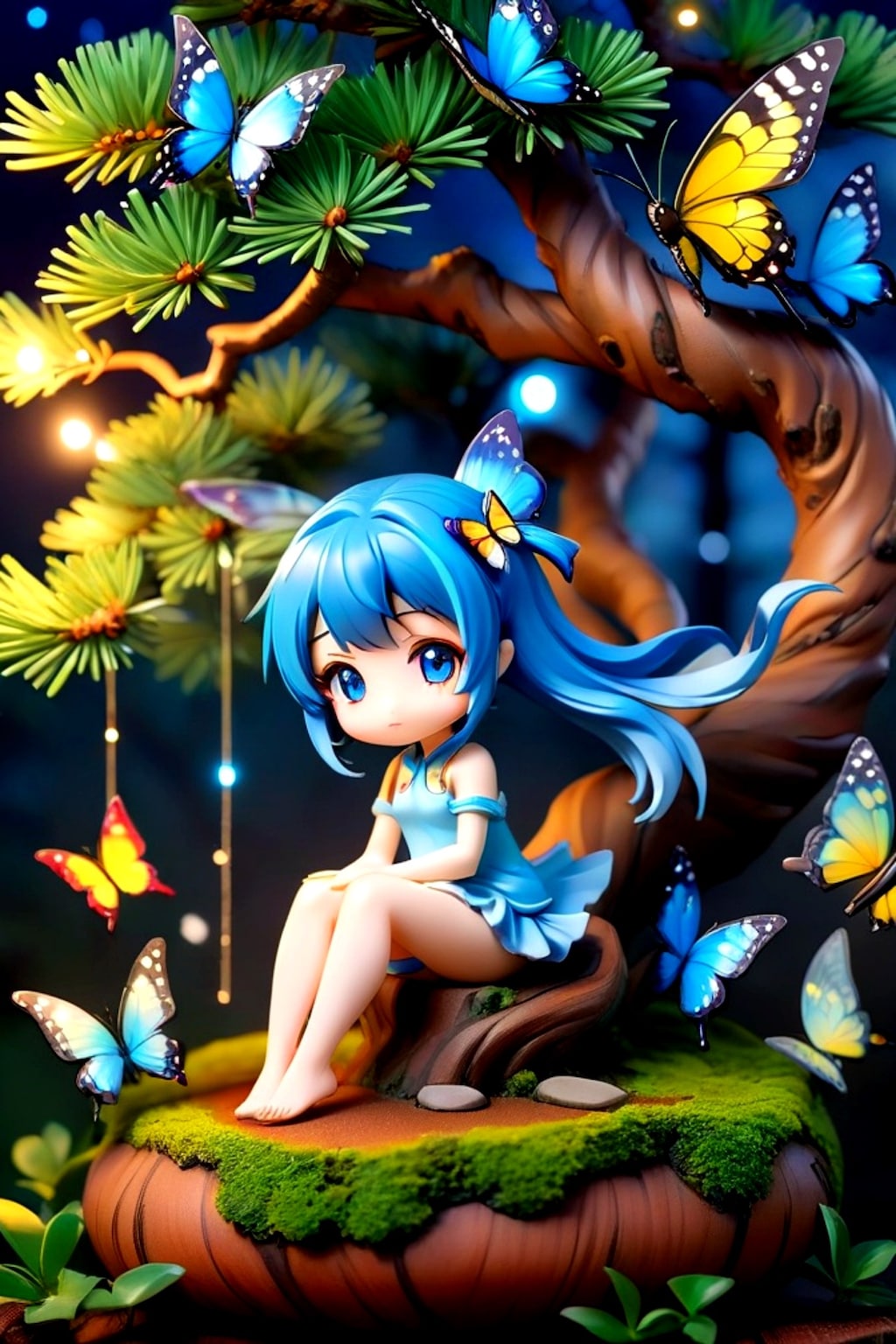 盆栽と青髪ちゃん