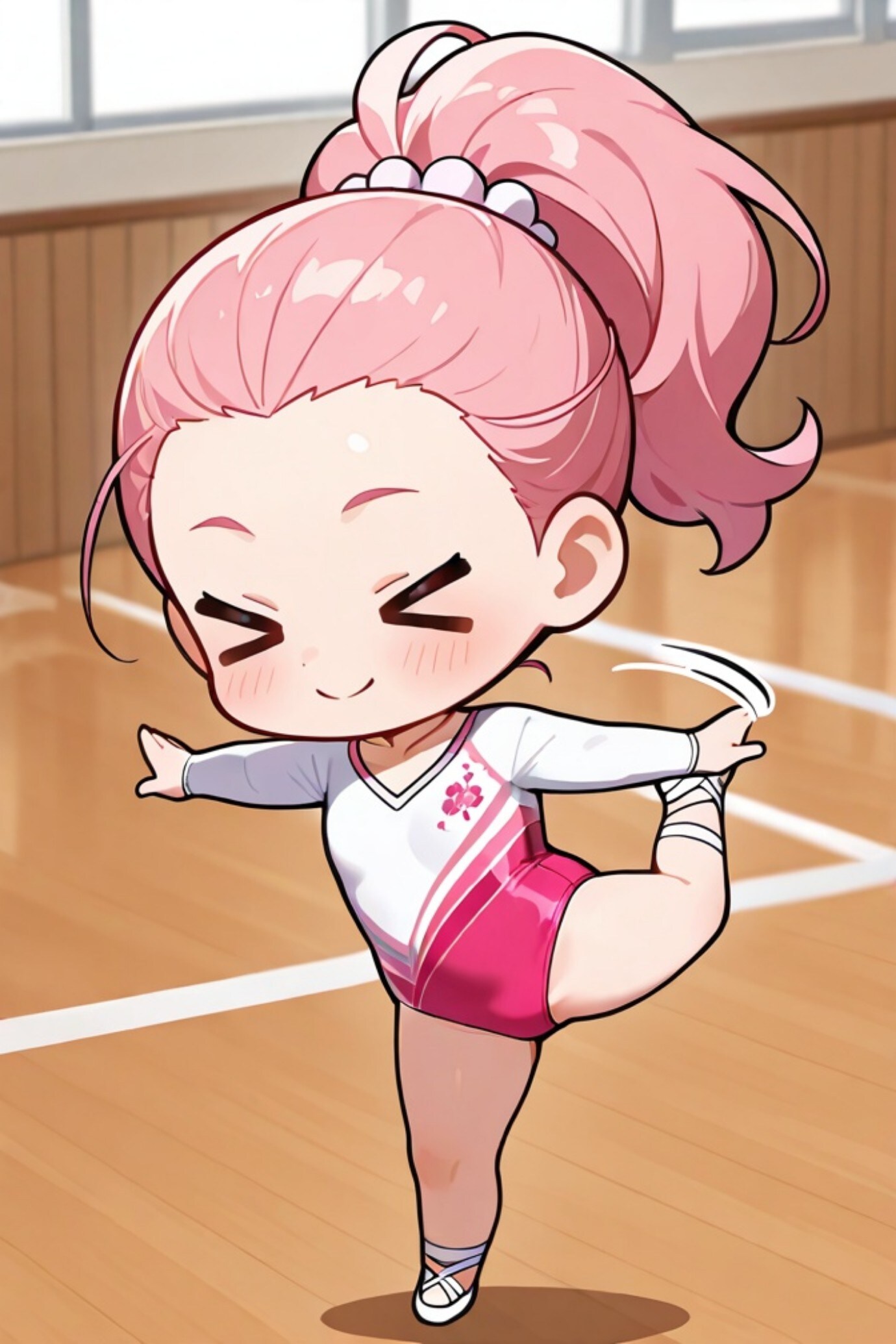新体操をするピンク髪ちゃん