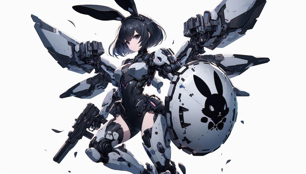 黒兎メカっ娘♪（前半、目元修正版＆後半、Dalleオリジナル版）