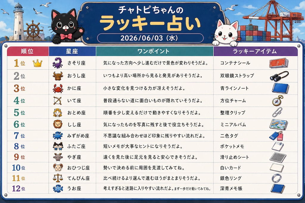 チャトピちゃん占い(06/03)