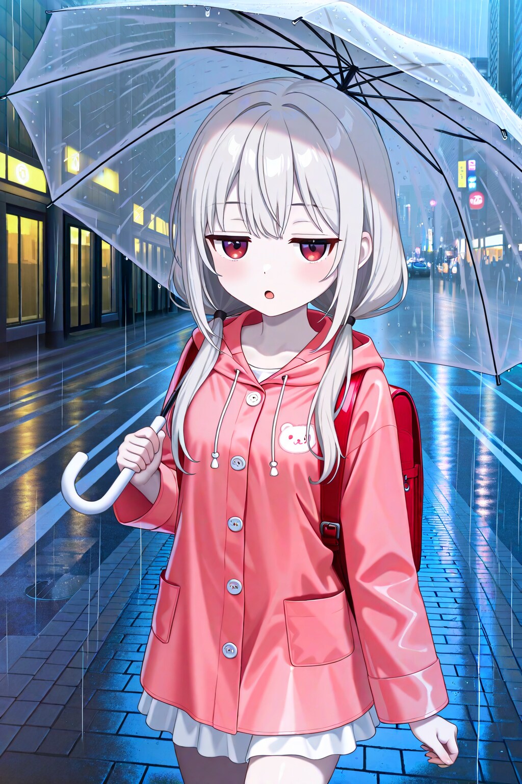 雨とレインコートとアイちゃん