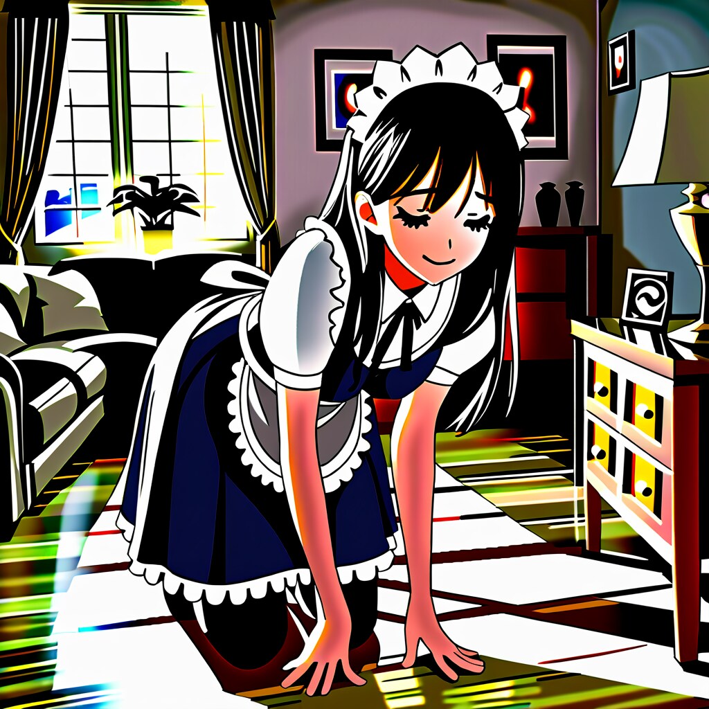 【習作】昔風の漫画スタイルのメイドさん