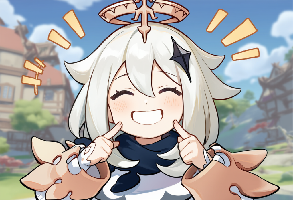 V4フル版　原神　パイモン　指で頬をつつく