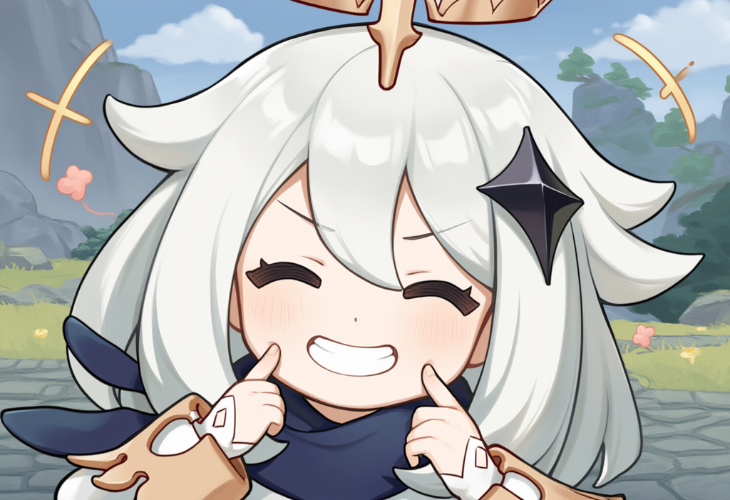 V4フル版　原神　パイモン　指で頬をつつく