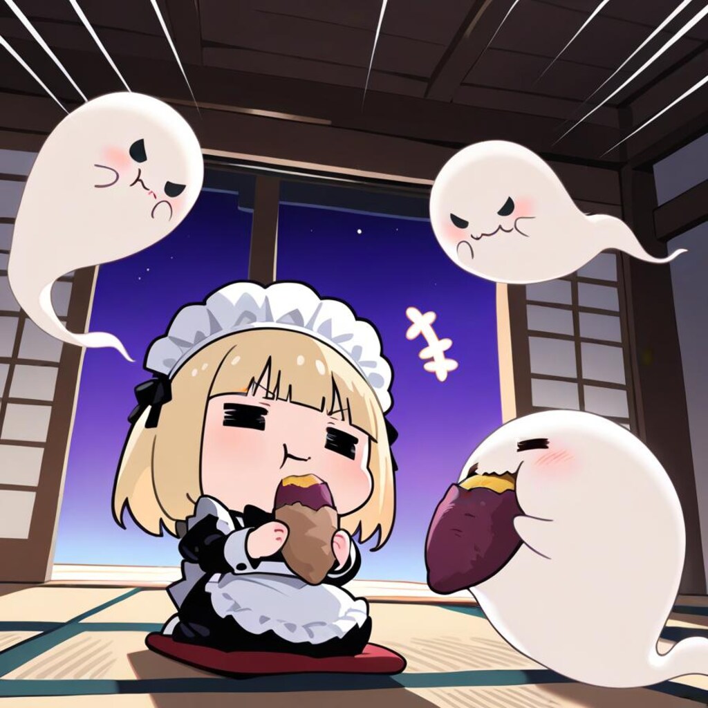 黙々と もぐもぐももも メイドちゃん🍠