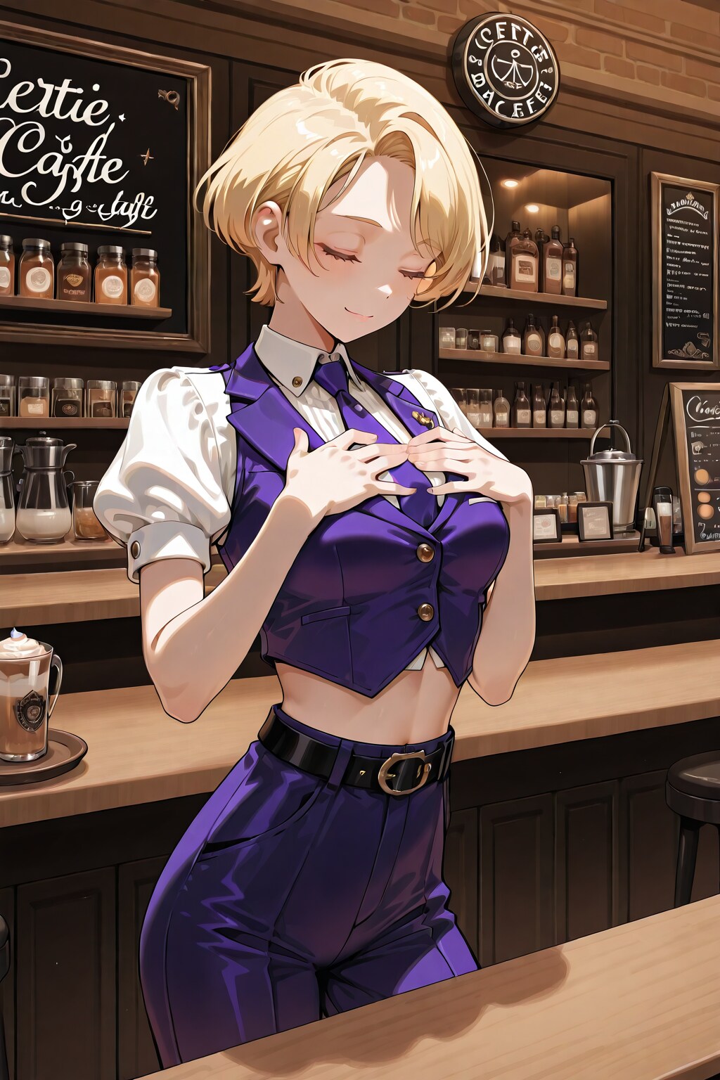 かっこかわいいカフェバーオーナージェシカ・ブレストンのパフ袖カフェバー経営