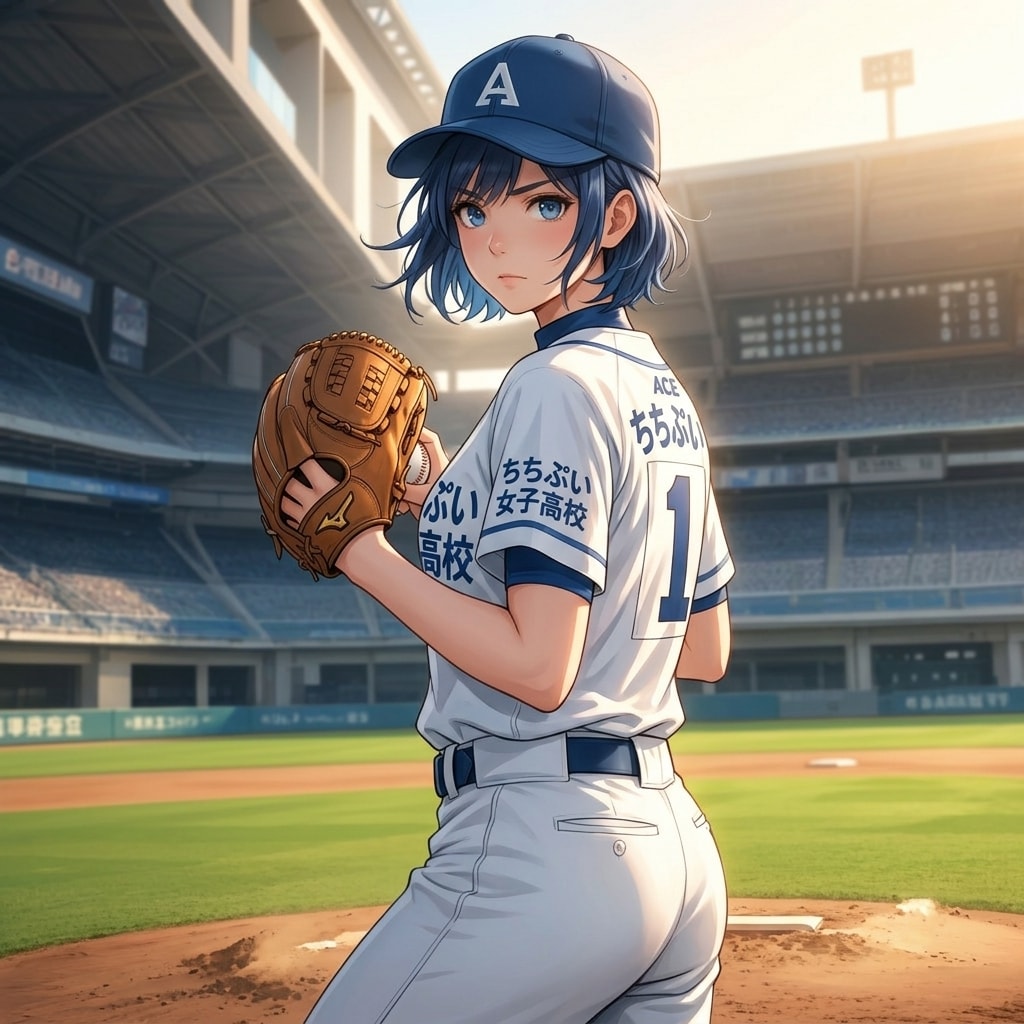 マウンドに立つ青髪エース | の人気AIイラスト・グラビア