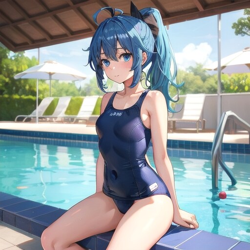 ホテルのプールで…
