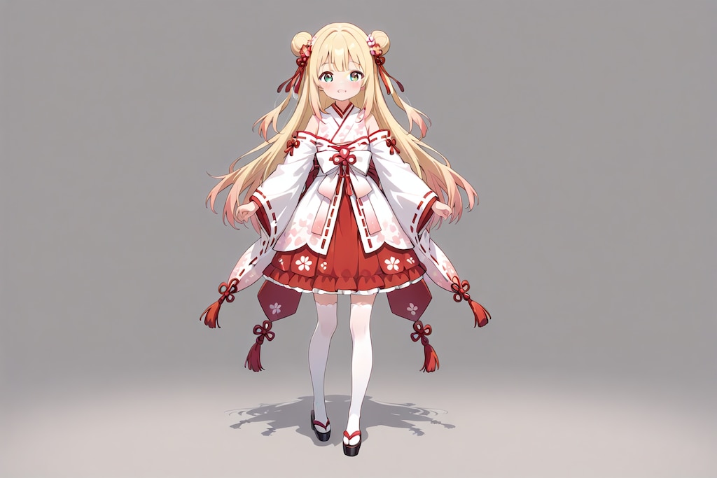 和弓を引く弓道女子の全身写真