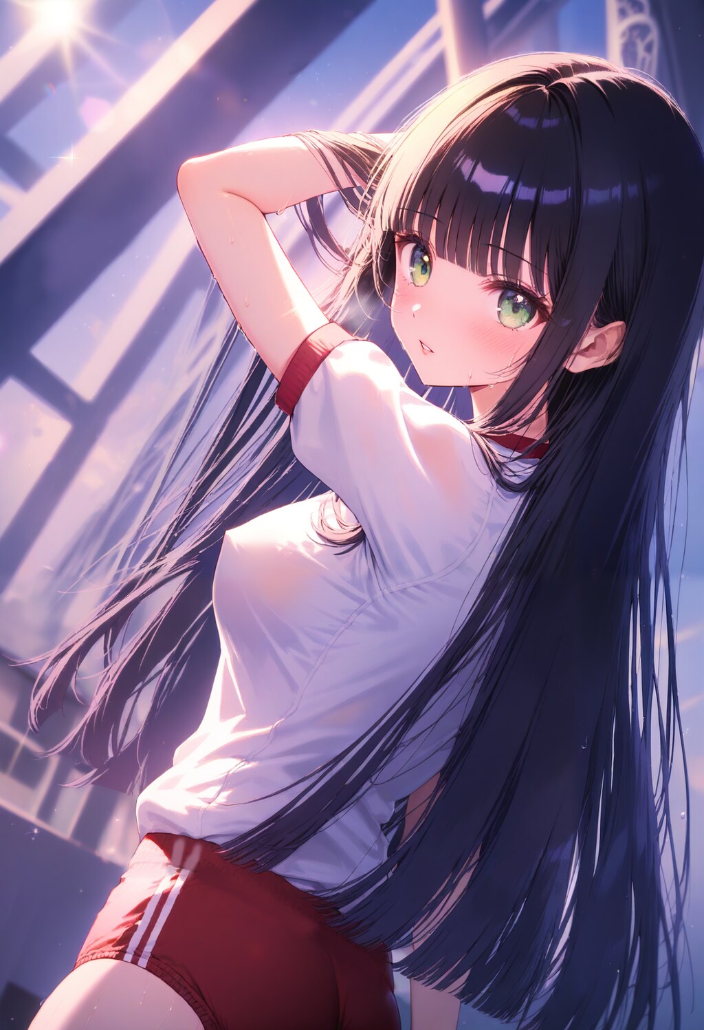 体操着と黒髪