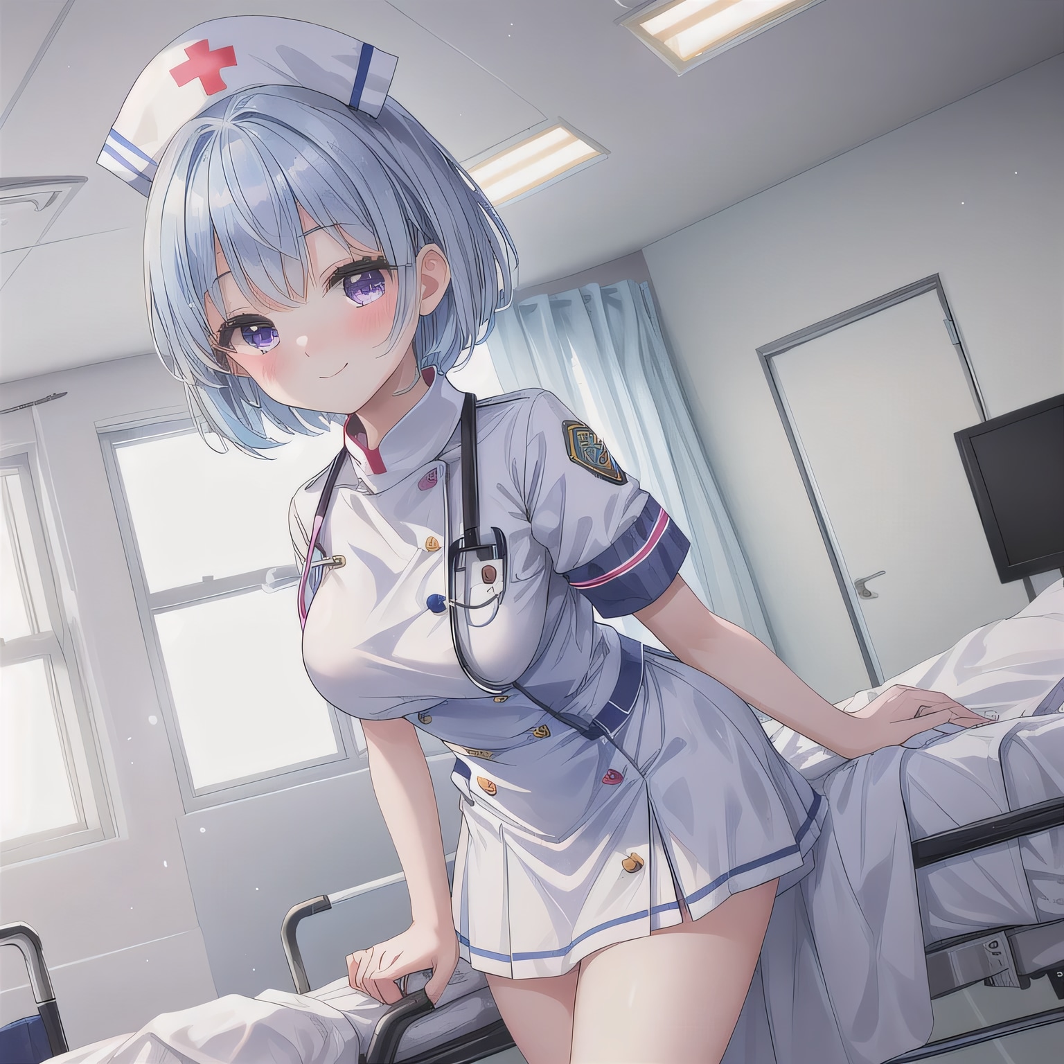 青髪ボブで白衣の少女 | の人気AIイラスト・グラビア