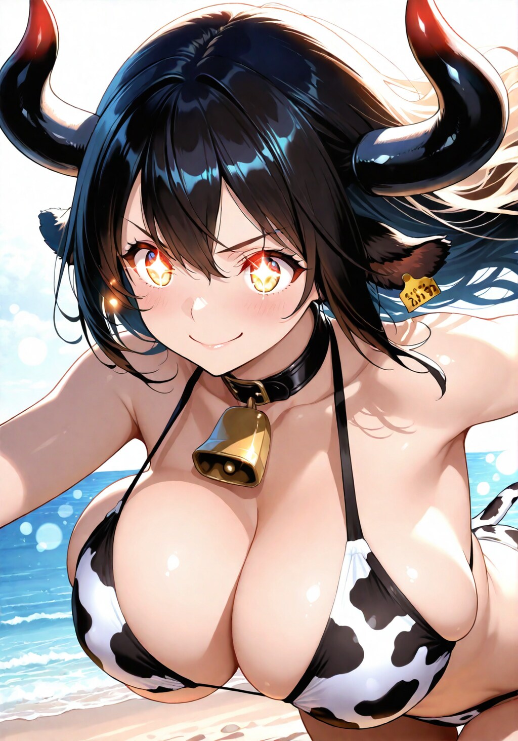 牛の獣人のビキニ姿