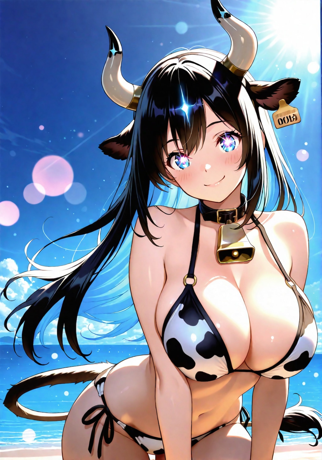 牛の獣人のビキニ姿