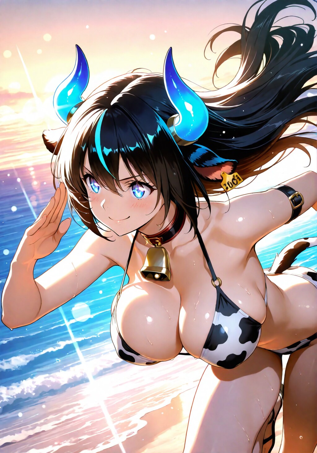 牛の獣人のビキニ姿