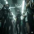 ぴっちり衣装電車露出×サイバーパンク 6枚目