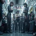 ぴっちり衣装電車露出×サイバーパンク 10枚目